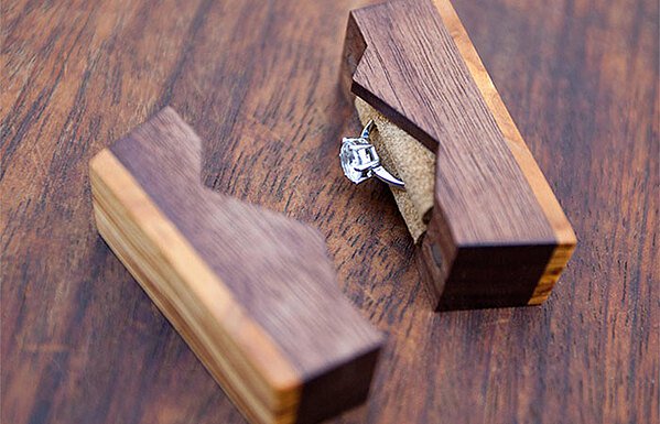 Wooden engagement ring box